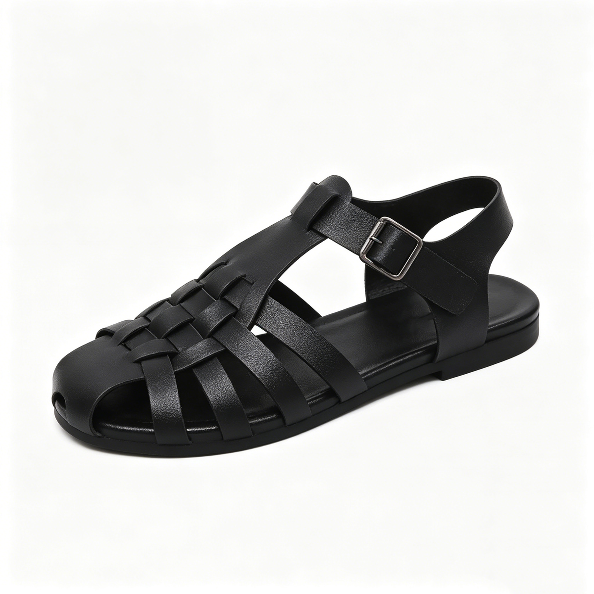 Classic Leather Weave Casual Flat Sandals Non Slip Outdoor Daily Footwear